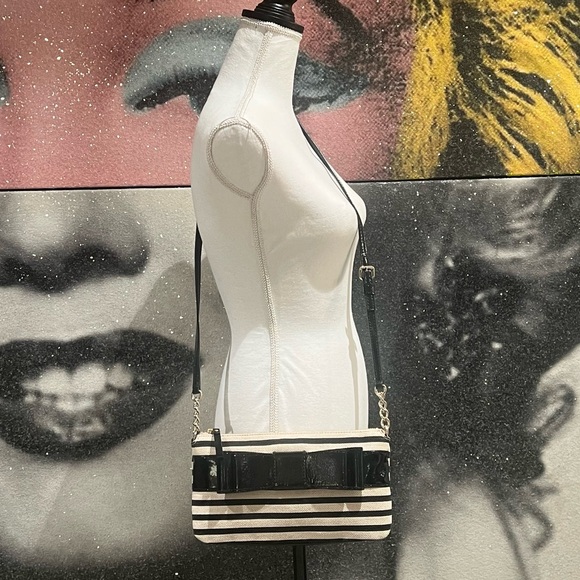 Kate Spade Alice Court Celina Crossbody Bag Purse with Bow Black and Cream - Picture 12 of 16